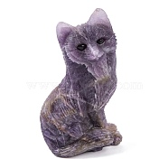 Natural Amethyst Carved Fox Figurines Statues for Home Office Desktop Feng Shui Ornament, 38x24~25x59~60mm(G-Q172-14D)