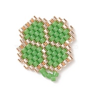 Handmade MIYUKI Seed Beads, Loom Pattern, Clover, Green, 19x17x2mm(PALLOY-MZ00008)