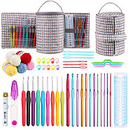 DIY Knitting Kits with Storage Bags for Beginners Include Crochet Hooks, Polyester Yarn, Crochet Needle, Stitch Markers, Scissor, Ruler, Tape Measure, Thistle, 18x44cm(WG60902-04)