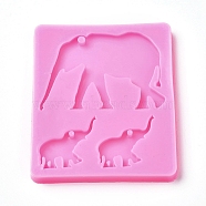 Pendant Silicone Molds, Resin Casting Molds, For UV Resin, Epoxy Resin Jewelry Making, Elephant, Pink, 101x84x6mm, Inner Diameter: 53x75mm and 25x24mm(DIY-WH0152-62)