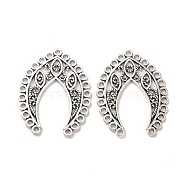 Tibetan Style Alloy Multi-Strand Links, Horn, Antique Silver, 39.5x30.5x1.5mm, Hole: 1.5mm, about 150pcs/500g(TIBE-B001-15AS)