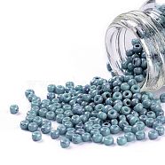 TOHO Round Seed Beads, Japanese Seed Beads, (1206) Opaque Turquoise Amethyst Marbled, 11/0, 2.2mm, Hole: 0.8mm, about 5555pcs/50g(SEED-XTR11-1206)