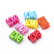 Opaque Acrylic European Beads, Large Hole, Word Love, Mixed Color, 16.5x11.5x7mm, Hole: 5mm(X-SACR-Q190-22)