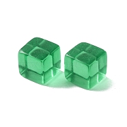 Transparent Acrylic Beads, Cube, No Hole, Lime Green, 7.5x7.5x7.5mm(AJEW-WH0258-630F)