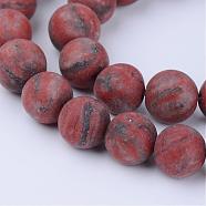 Natural Sesame Jasper/Kiwi Jasper Beads Strands, Frosted, Round, 10~10.5mm, Hole: 1.2mm, about 36pcs/strand, 15.5 inch(G-Q462-10mm-04)