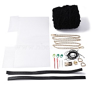 DIY Woolen Yarn Square Knitting Crochet Bags, including PU Leather Belt, Plastic Mesh, Wax Cord, Alloy D Ring & Magnetic Snap, Iron Pin & Chain, Black, 1cm(DIY-WH0196-53)