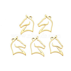 Ion Plating(IP) 201 Stainless Steel Pendants, Horse, Nickel Free, Real 18K Gold Plated, 22x17x1.5mm, Hole: 1.8mm(STAS-T063-167G)