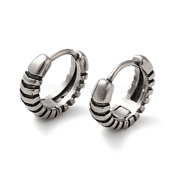 316 Surgical Stainless Steel Grooved Hoop Earrings, Antique Silver, 13.5x5mm(EJEW-Q795-13AS)