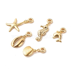 304 Stainless Steel Pendants, Marine Organism Theme, Golden, 24~36mm, Hole: 3mm(PALLOY-JF01144)