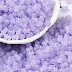 Transparent Colours Glass Seed Beads, Mushroom, Lilac, 5.5x4.5mm, Hole: 1mm, 4150pcs/pound(SEED-R001-01D)