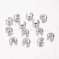 Brass Crimp Beads Covers, Nickel Free, Silver Color Plated, Size: About 5mm In Diameter, Hole: 1.5~1.8mm(X-KK-H291-NFS-NF)