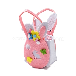 Non-woven Fabrics Easter Rabbit Candy Bag, with Handles, Gift Bag Party Favors for Kids Boys Girls, Pink, 19.5x11x6.8cm(ABAG-P010-A01)