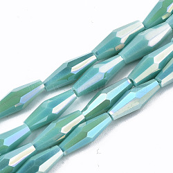 Electroplate Glass Beads Strands, AB Color Plated, Faceted Bicone, Light Sea Green, 12x4mm, Hole: 0.8mm, about 59~60pcs/strand, 27.56 inch(70cm)(EGLA-S194-03A-A04)