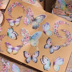 Paper Self-adhesion Stickers, Butterfly, for Suitcase, Skateboard, Refrigerator, Helmet, Mobile Phone Shell, Mixed Color, Packing: 130x85x5mm, 30pcs/set(PW-WG1BCE1-02)