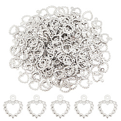 DICOSMETIC 200Pcs 304 Stainless Steel Open Charms, Heart Ring, Stainless Steel Color, 12.5x10x0.8mm, Hole: 1.1mm, 200pcs(STAS-DC0005-92)