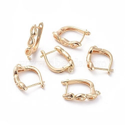 Brass Hoop Earring Findings with Latch Back Closure, with Horizontal Loop, Long-Lasting Plated, Real 18K Gold Plated, 18x13x4.2mm, Hole: 1.4mm, Pin: 0.7mm(KK-L180-107G)