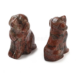 Natural Sesame Jasper Carved Dog Figurines, for Home Office Desktop Decoration, 10~13x16~18x24~25mm(DJEW-L023-A02)