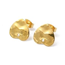 304 Stainless Steel Stud Earring Findings, Heart, 12x13.5mm, Hole: 1.4mm, Pin: 10.5x0.5mm.(STAS-L024-003G-01)