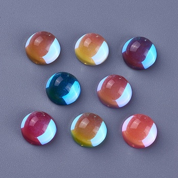 Flat Back K9 Glass Cabochons, Half Round/Dome, Mixed Color, 10x6mm