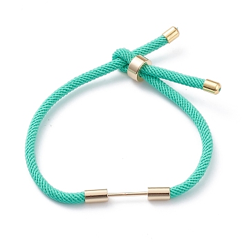 Braided Nylon Cord Bracelet Making, with Brass Findings, Light Green, 9-1/2 inch(24cm), Link: 30x4mm