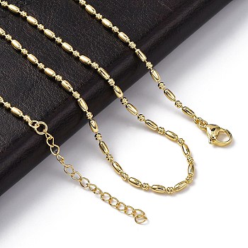 Rack Plating Brass Oval Link Chain Necklace, Long-Lasting Plated, Lead Free & Cadmium Free, Real 18K Gold Plated, 18.11 inch(46cm)