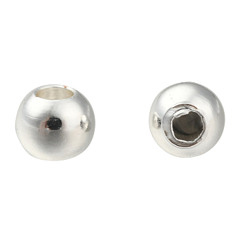 Rack Plating and Vacuum Plating Brass Round Spacer Beads, Cadmium Free & Lead Free, Silver Color Plated, 3mm, Hole: 1mm