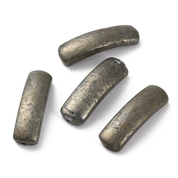 Natural Pyrite Connector Charms, Curved Rectangle Links, 36x10x8mm, Hole: 1.2mm