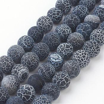 Gemstone Beads Strands, Natural Weathered Agate/Crackle Agate, Round, Grade A, Dyed, Black, 10mm, about 40pcs/strand, 16 inch