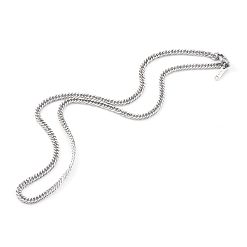 304 Stainless Steel Diamond Cut Cuban Link Chain Necklaces, with Lobster Claw Clasps, Stainless Steel Color, 18.23 inch (46.3cm)