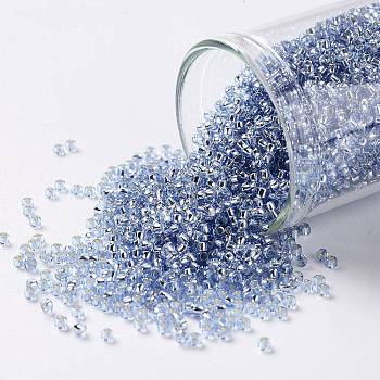 TOHO Round Seed Beads, Japanese Seed Beads, (33) Silver Lined Light Sapphire, 15/0, 1.5mm, Hole: 0.7mm, about 135000pcs/pound