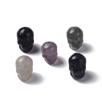 Natural Fluorite Beads, Skull, 13x10x11.5mm, Hole: 1mm