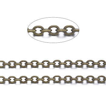 Brass Cable Chains, Soldered, Cadmium Free & Nickel Free & Lead Free, Antique Bronze, 2.5x2x0.5mm
