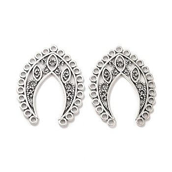 Tibetan Style Alloy Multi-Strand Links, Horn, Antique Silver, 39.5x30.5x1.5mm, Hole: 1.5mm, about 150pcs/500g