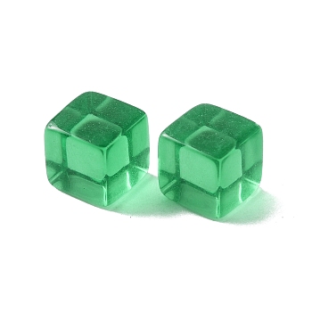 Transparent Acrylic Beads, Cube, No Hole, Lime Green, 7.5x7.5x7.5mm