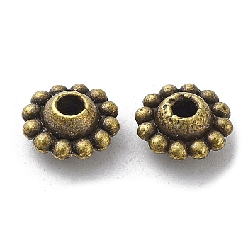 Tibetan Style Alloy Beads, Cadmium Free & Lead Free, Flower, Antique Bronze, 9x4.5mm, Hole: 1.9mm, about 1000pcs/1000g