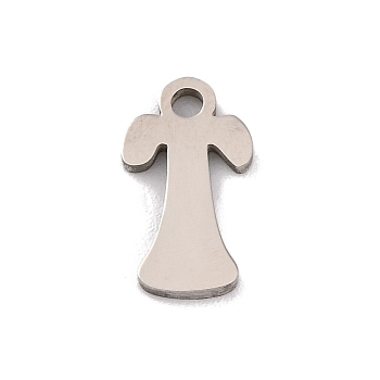 Non-Tarnish 201 Stainless Steel Charms, Laser Cut, Letter Charm, Letter T, 10.5x6x1mm, Hole: 1.2mm