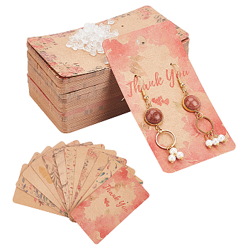 Cardboard Earring Display Cards, Rectangle, with Plastic Ear Nut, BurlyWood, Display Cards: 126pcs/set, Ear Nuts: 200pcs/set