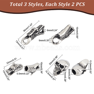 6Pcs 3 Style 304 Stainless Steel Cord Ends(STAS-UN0047-71)-3