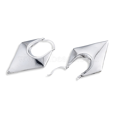 Brass Chunky Rhombus Hoop Earrings for Women(EJEW-N011-82P)-3