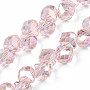 Electroplate Transparent Glass Beads Strands, AB Color Plated, Faceted, Teardrop, Pink, 8x8mm, Hole: 1.6mm, about 97~110pcs/strand, 22.44 inch~23.23 inch(57~59cm)