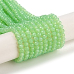 Baking Paint Transparent Glass Beads Strands, Imitation Opalite, Faceted, Round, Lawn Green, 3.5x3mm, Hole: 0.7mm, about 105~110pcs/strand, 29~31cm(DGLA-A034-J3mm-B09)