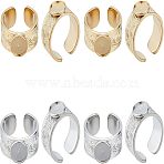 4Pcs 2 Colors 304 Stainless Steel Open Cuff Ring Findings, Ped Ring Settings, Flat Round, Golden & Stainless Steel Color, US Size 7 1/4(17.5mm), Tray: 8mm, 2Pcs/color(STAS-UN0038-04)
