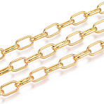 Brass Cable Chains, Soldered, with Spool, Golden, 9x5x1.5mm, about 32.81 Feet(10m)/Roll(CHC-T018-26G)