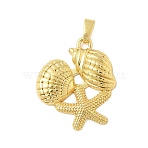 Brass Pendants, Cadmium Free & Lead Free, Conch Theme, Real 18K Gold Plated, 23.5x19.5x3.5mm, Hole: 4x2mm(KK-B139-21A-G)