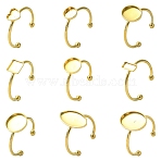 9Pcs 9 Styles Ion Plating(IP) 304 Stainless Steel Open Cuff Ring Components, Mixed Shape Pad Ring Setting, Real 18K Gold Plated, Tray: 6~14x6~10mm, 1.5mm, 1pc/style(STAS-YW0003-18G)