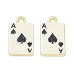 Playing Cards Alloy Enamel Pendants,  
Ace of Spades Charms, Long-Lasting Plated, Golden, 18x10.5x2mm, Hole: 1.8mm(FIND-D044-27G-01)