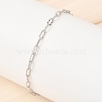 Brass Oval Link Chain Bracelets for Women, Long-Lasting, Rack Plating Plated, Lead Free & Cadmium Free, Platinum, 7.13 inch(18.1cm)(BJEW-F531-05P)
