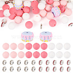 DIY Beads Kits, including Acrylic Beads, Silicone Beads, Iron Rhinestone Spacer Beads, Glass Rhinestone Spacer Beads, Mixed Color, 10~23x3.5~15mm, Hole: 2~4mm, 54pcs/set(DIY-TA0010-91)