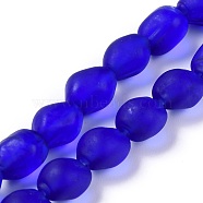 Handmade Lampwork Beads Strands, Frosted Nuggets, Blue, 10x7.5~8x8mm, Hole: 1.2mm, about 40pcs/strand, 15.35 inch(39cm)(LAMP-I022-28F)
