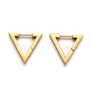 304 Stainless Steel Triangle Huggie Hoop Earrings, Golden, 16x18x3mm, Pin: 1mm(STAS-H156-02B-G)
